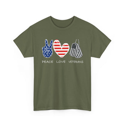 Veterans Day T-Shirt, Peace Love Veterans, Veterans American Flag Men T-Shirt