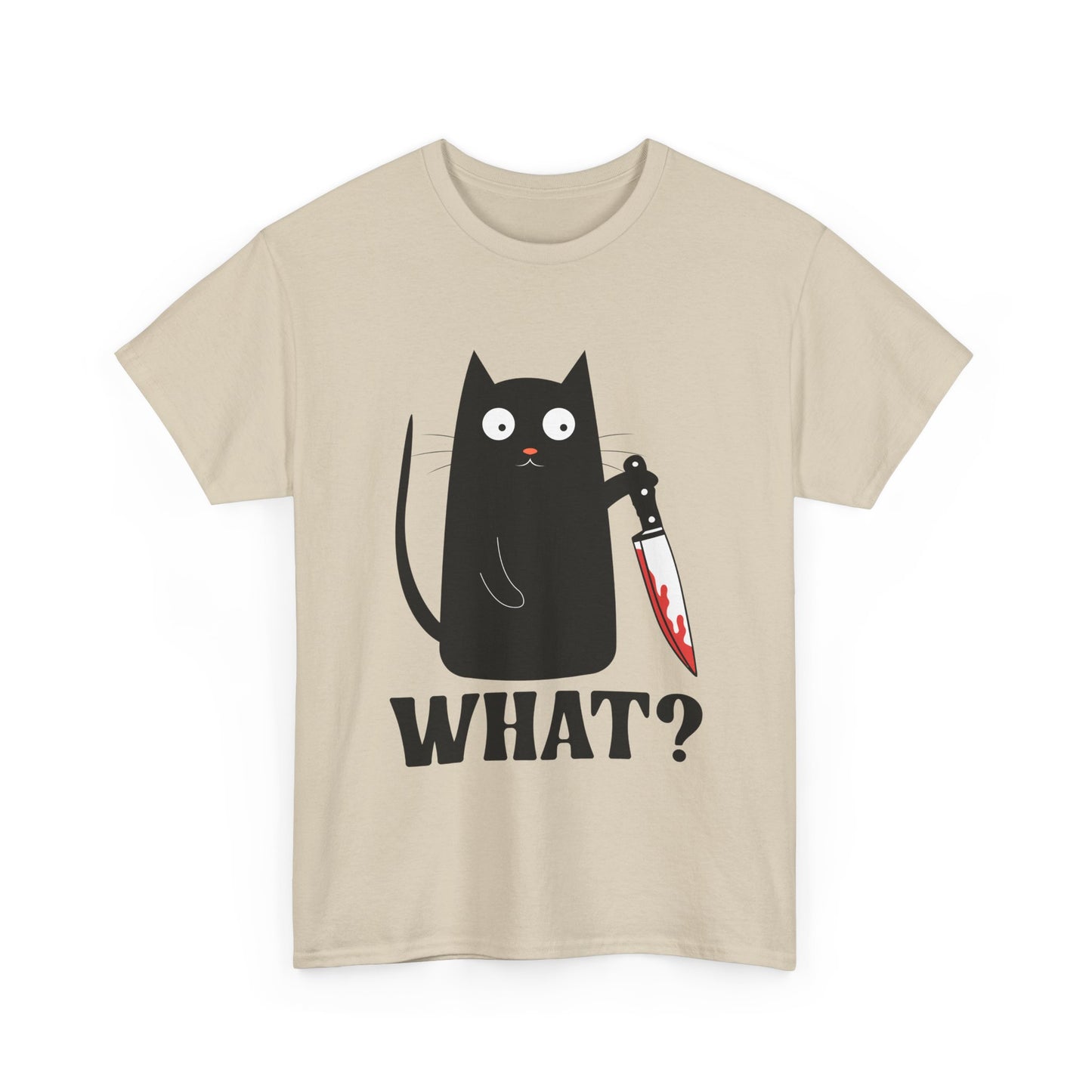 Cat What? T-Shirt, Murderous Cat With Knife, Cats Owner Women Men Funny Shirt
