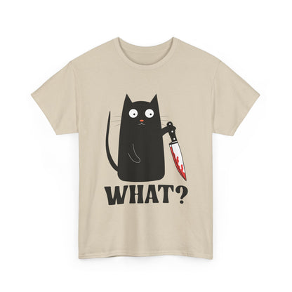 Cat What? T-Shirt, Murderous Cat With Knife, Cats Owner Women Men Funny Shirt