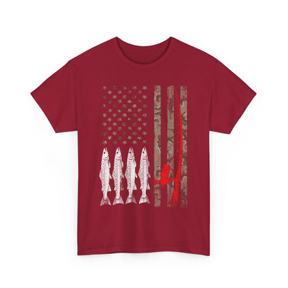 American Flag Fishing Rod T-Shirt, Fishing USA Flag, Fisherman Fishing Season Lovers Shirt
