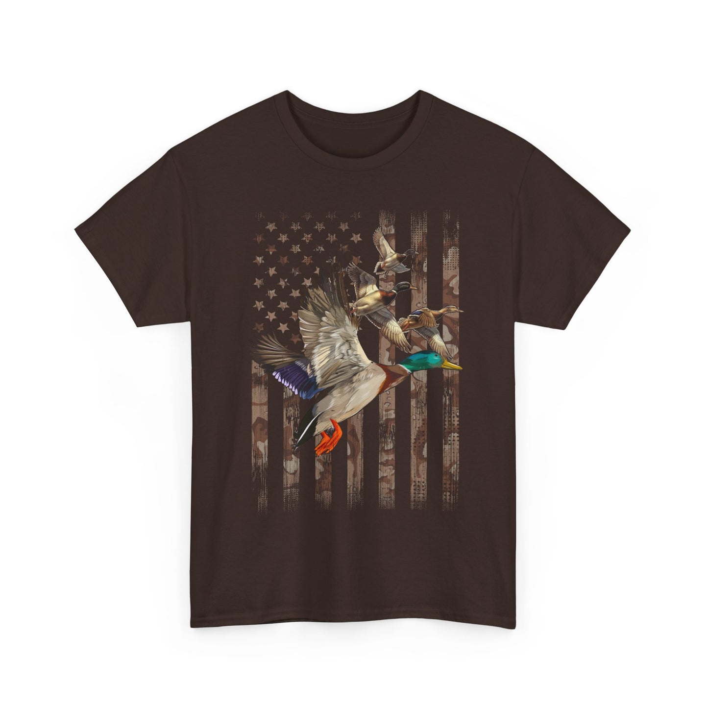 Duck Hunting Lovers Gift Shirt, Duck Hunter American Flag Waterfowl Hunting Camouflage Men T-Shirt
