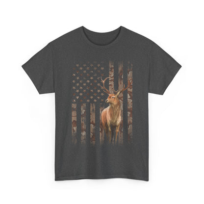 Deer Hunting Shirt - Camo USA Hunting Season Lover, Whitetails Hunter Dad, Camouflage American Flag T-Shirt