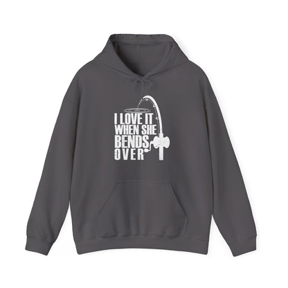 Fisherman Hoodie, Fishing Rod, Fishing Season Lovers I Love It When She Bends Over Hoodie