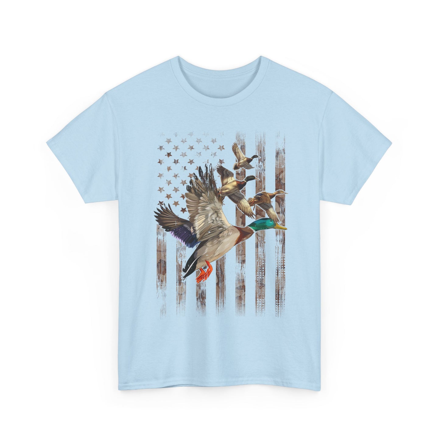 Duck Hunting Lovers Gift Shirt, Duck Hunter American Flag Waterfowl Hunting Camouflage Men T-Shirt