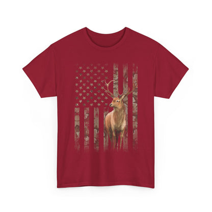 Deer Hunting Shirt - Camo USA Hunting Season Lover, Whitetails Hunter Dad, Camouflage American Flag T-Shirt