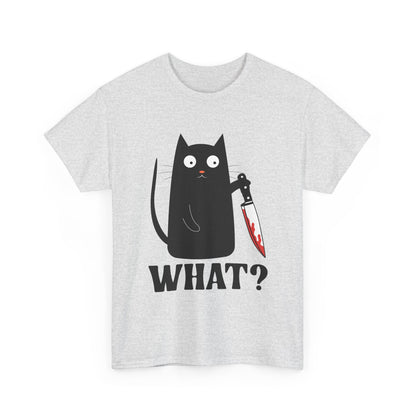 Cat What? T-Shirt, Murderous Cat With Knife, Cats Owner Women Men Funny Shirt