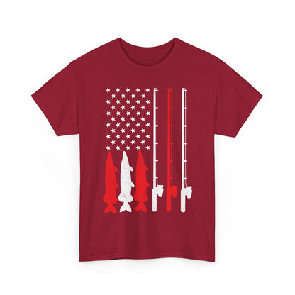Fishing Rod American Flag T-Shirt, Fishing Season Lovers Gift, Fisherman Fishing T-shirt