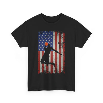 Basketball Player American Flag T-Shirt, Basketball Sports Lovers Women Men T-Shirt
