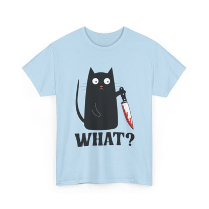 Cat What? T-Shirt, Murderous Cat With Knife, Cats Owner Women Men Funny Shirt