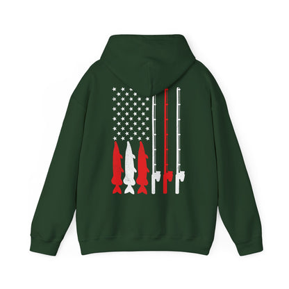 Fishing Rod American Flag Hoodie, Fishing Season Lovers Gift, Fisherman Fishing Hoodie