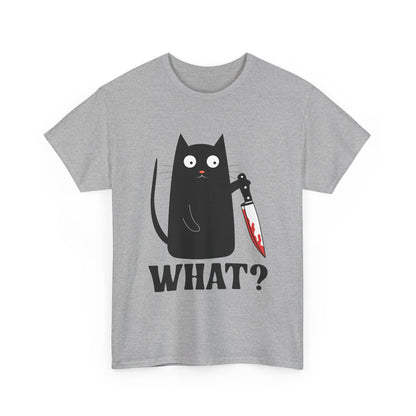 Cat What? T-Shirt, Murderous Cat With Knife, Cats Owner Women Men Funny Shirt