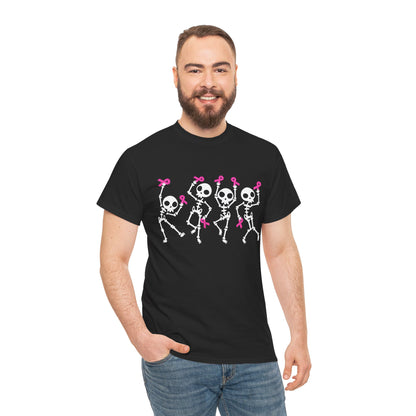 Breast Cancer Pink Ribbon T-Shirt, Dabbing Skeleton Breast Cancer Awareness T-Shirt