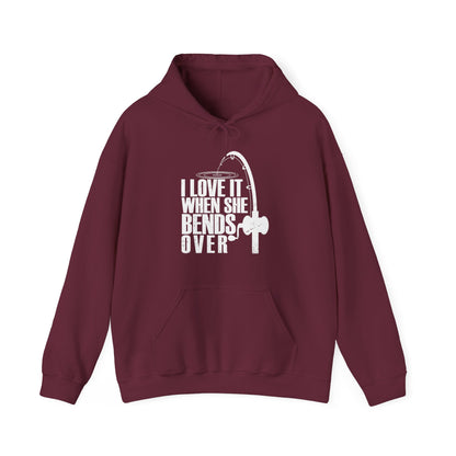 Fisherman Hoodie, Fishing Rod, Fishing Season Lovers I Love It When She Bends Over Hoodie