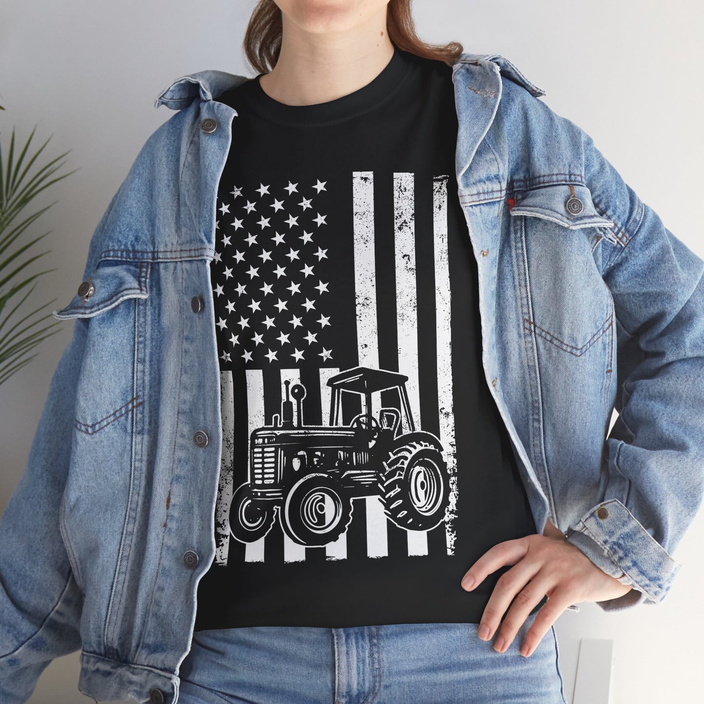 Tractor American Flag Shirt, Farming Lovers Gifts, Farmer Men Dad T-Shirt