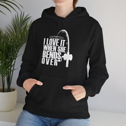 Fisherman Hoodie, Fishing Rod, Fishing Season Lovers I Love It When She Bends Over Hoodie