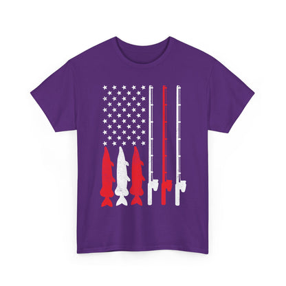 Fishing Rod American Flag T-Shirt, Fishing Season Lovers Gift, Fisherman Fishing T-shirt