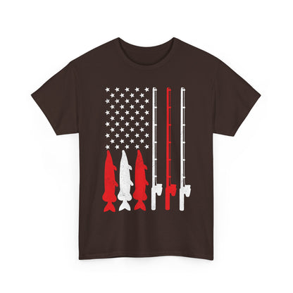 Fishing Rod American Flag T-Shirt, Fishing Season Lovers Gift, Fisherman Fishing T-shirt