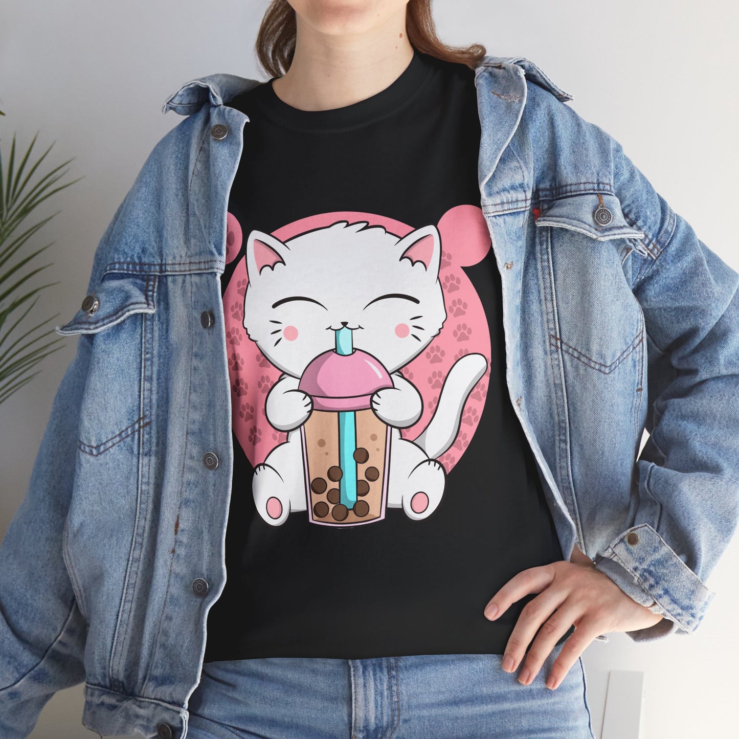 Anime Cat Shirt, Boba Cat Bubble Tea Neko, Japanese Kawaii Cat Lovers Gifts Shirt