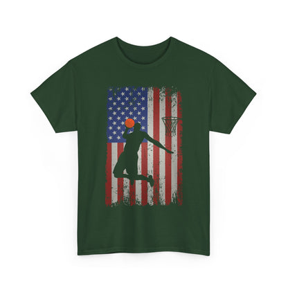 Basketball Player American Flag T-Shirt, Basketball Sports Lovers Women Men T-Shirt