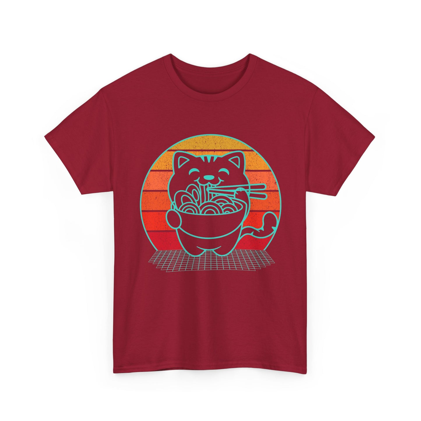 Anime Cat Shirt, Ramen Kawaii Cat Lovers Gifts, Japanese Noodles Synthwave T-Shirt