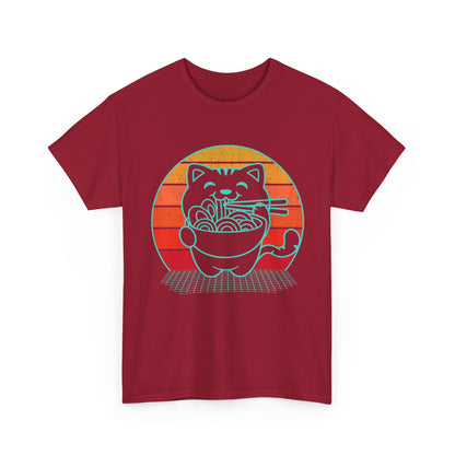 Anime Cat Shirt, Ramen Kawaii Cat Lovers Gifts, Japanese Noodles Synthwave T-Shirt
