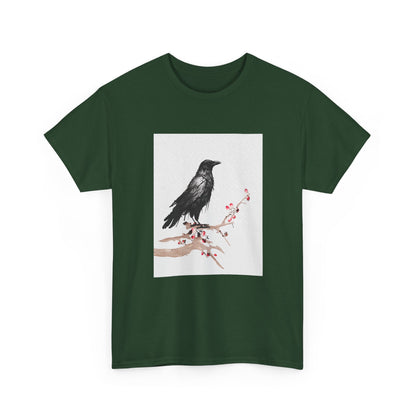 Crow Japanese Art T-Shirt, Raven Lovers Gifts, Japanese Kyosai Woodblock Shirt