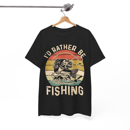 Fishing T-Shirt - I'd Rather Fishing, Fishing Season Lovers, Fisherman Fishing Bass T-Shirt