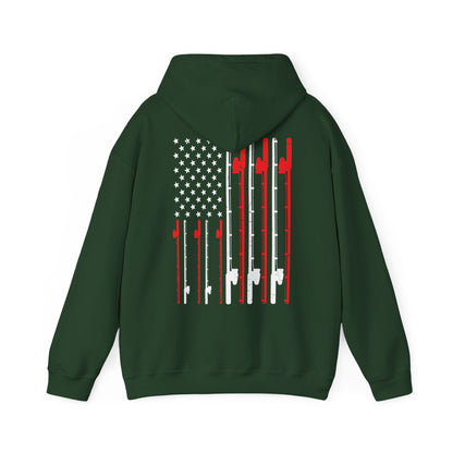 Fishing Hoodie, Fishing Rod American Flag, Fishing Lovers, Fishing Season Fisherman Hoodie