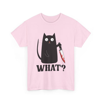 Cat What? T-Shirt, Murderous Cat With Knife, Cats Owner Women Men Funny Shirt