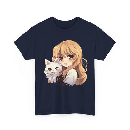 Anime Girl with Kawaii Cat Shirt, Otaku Japan Culture Loves Gifts Women Girls T-Shirt