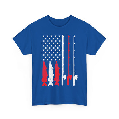 Fishing Rod American Flag T-Shirt, Fishing Season Lovers Gift, Fisherman Fishing T-shirt