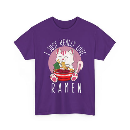 Kawaii Cat Shirt, I Just Really Love Ramen, Cats Japanese Food Lovers Funny T-Shirt