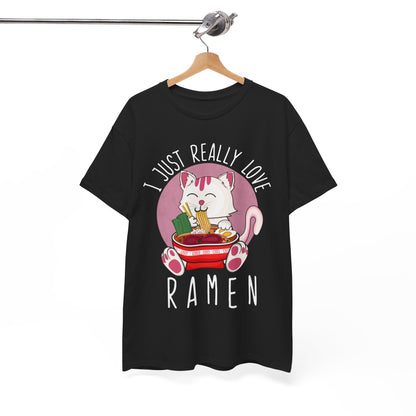 Kawaii Cat Shirt, I Just Really Love Ramen, Cats Japanese Food Lovers Funny T-Shirt
