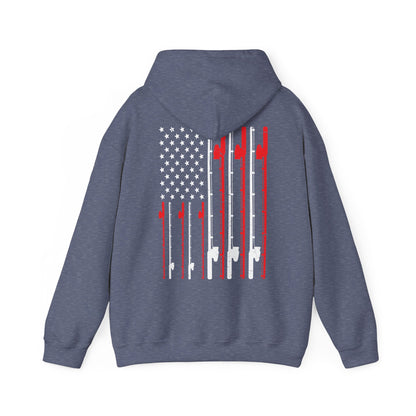 Fishing Hoodie, Fishing Rod American Flag, Fishing Lovers, Fishing Season Fisherman Hoodie