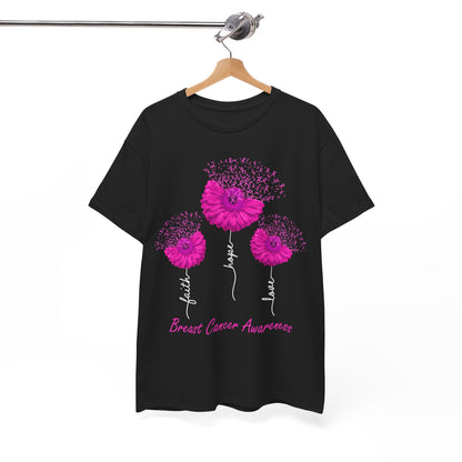 Breast Cancer Awareness T-Shirt, Faith Hope Love Sunflower Pink Ribbon Women Shirt