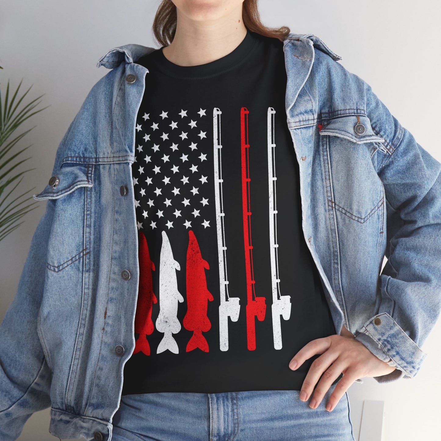 Fishing Rod American Flag T-Shirt, Fishing Season Lovers Gift, Fisherman Fishing T-shirt