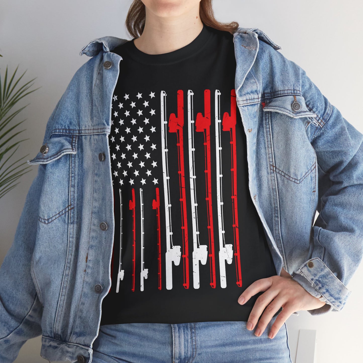 Fishing T-Shirt, Fishing Rod American Flag, Fishing Lovers, Fishing Season Fisherman Shirt