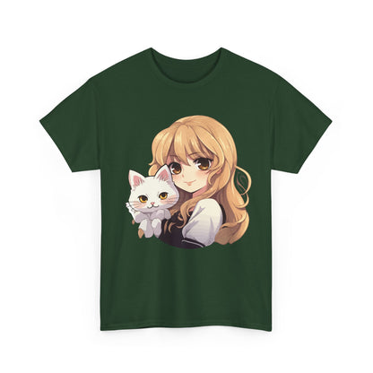 Anime Girl with Kawaii Cat Shirt, Otaku Japan Culture Loves Gifts Women Girls T-Shirt