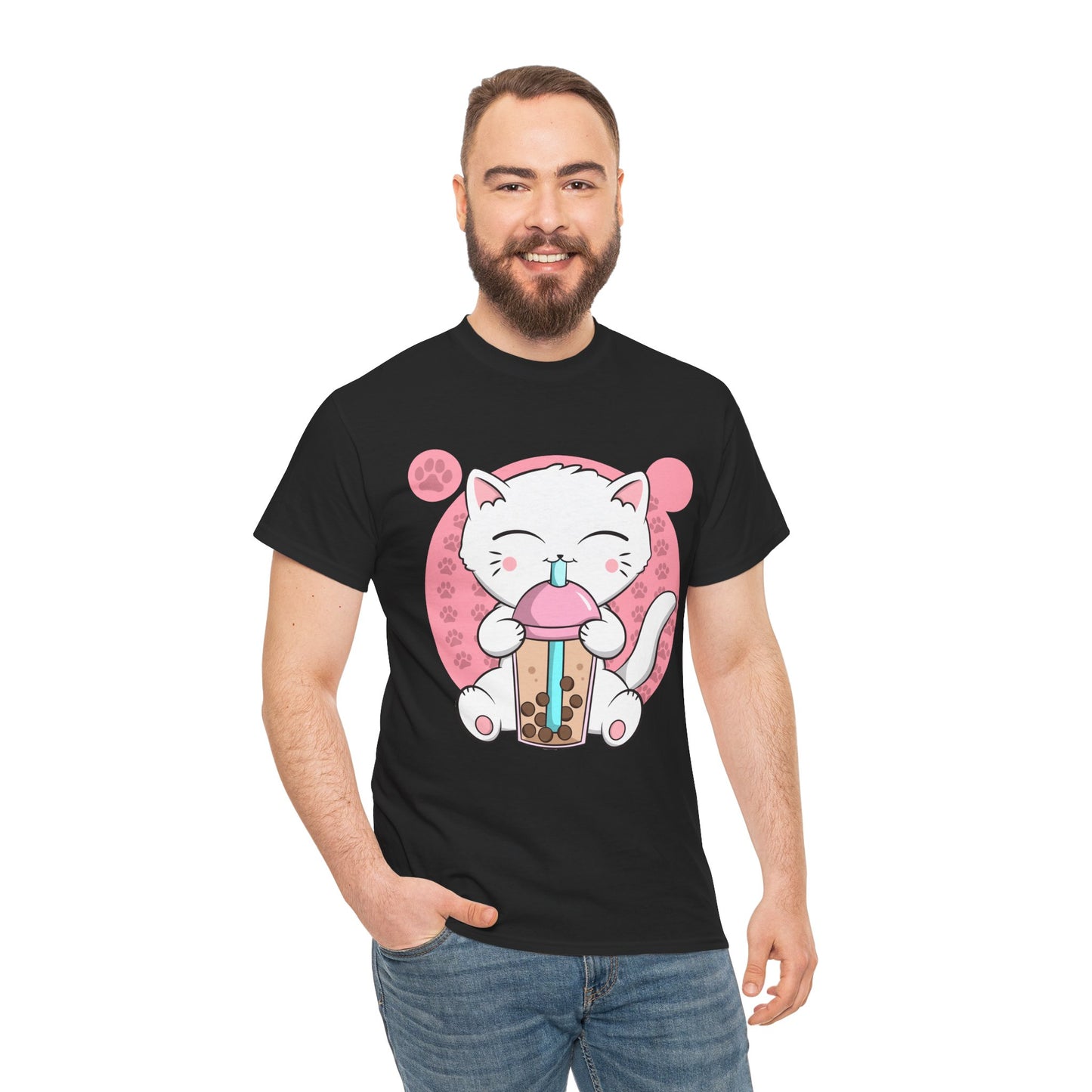 Anime Cat Shirt, Boba Cat Bubble Tea Neko, Japanese Kawaii Cat Lovers Gifts Shirt