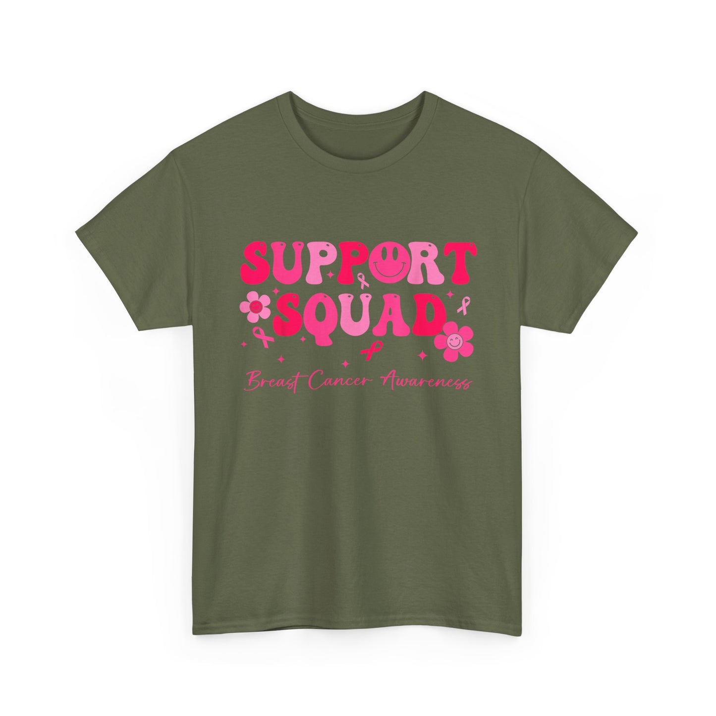 Breast Cancer Shirt, Support Squad, Breast Cancer Awareness Pink Ribbon T-Shirt