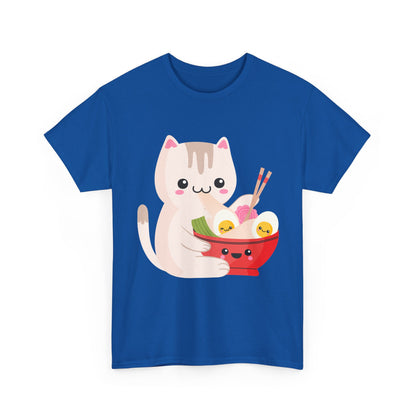Kawaii Cat Shirt, Cat Eating Ramen, Japanese Food Lovers Anime Fans Gifts T-Shirt