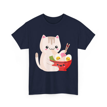 Kawaii Cat Shirt, Cat Eating Ramen, Japanese Food Lovers Anime Fans Gifts T-Shirt