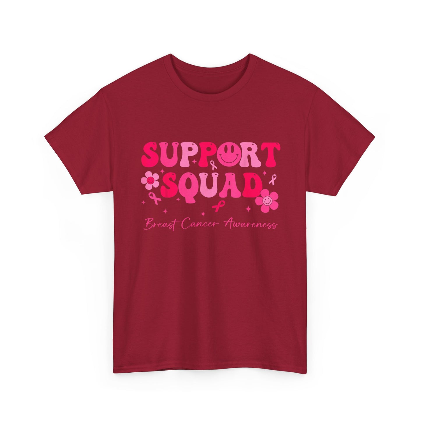 Breast Cancer Shirt, Support Squad, Breast Cancer Awareness Pink Ribbon T-Shirt