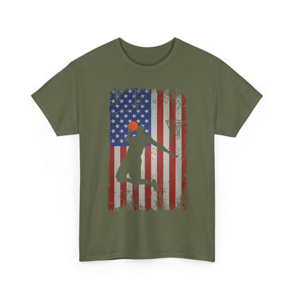 Basketball Player American Flag T-Shirt, Basketball Sports Lovers Women Men T-Shirt