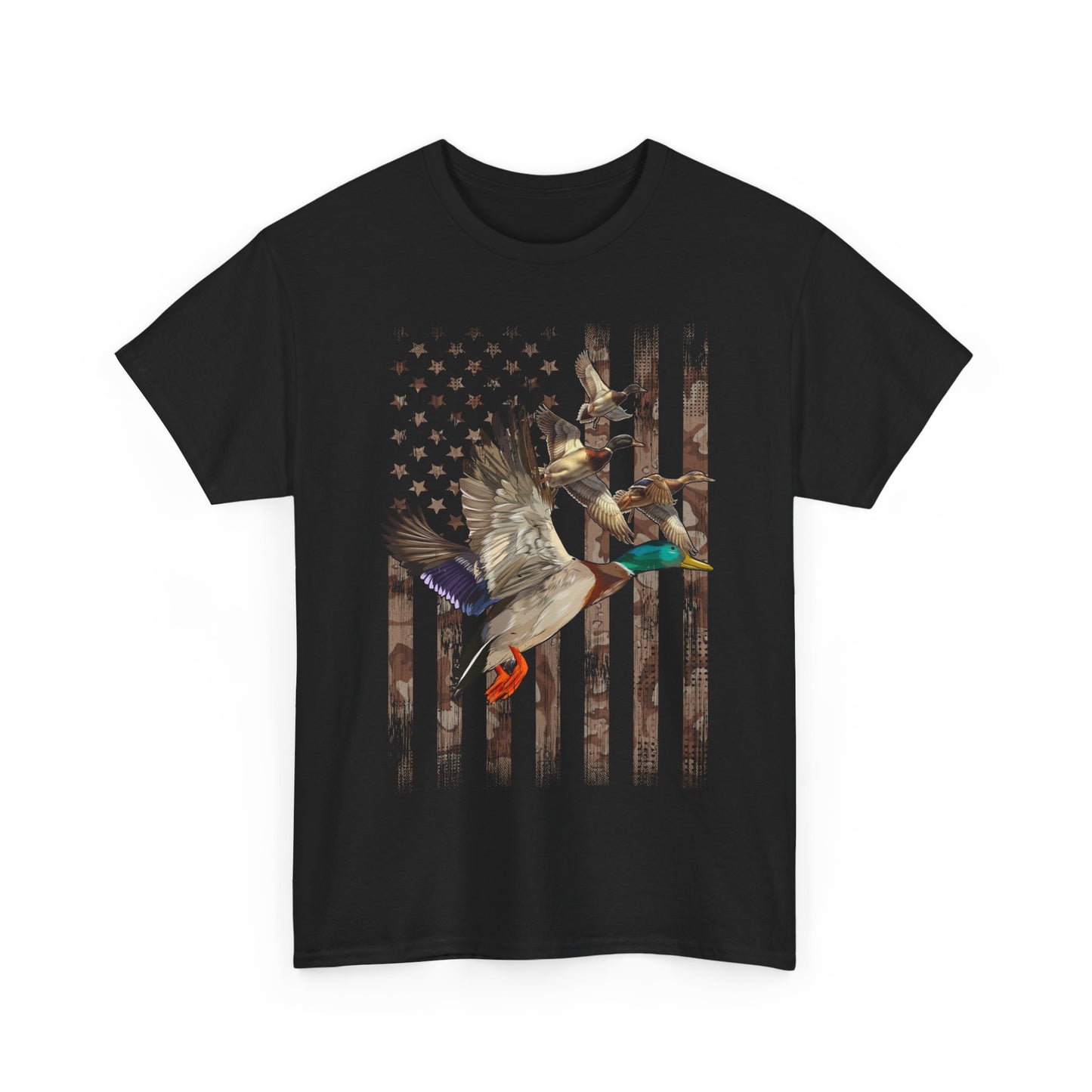 Duck Hunting Lovers Gift Shirt, Duck Hunter American Flag Waterfowl Hunting Camouflage Men T-Shirt
