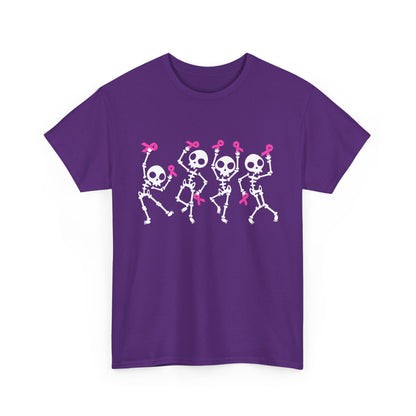 Breast Cancer Pink Ribbon T-Shirt, Dabbing Skeleton Breast Cancer Awareness T-Shirt