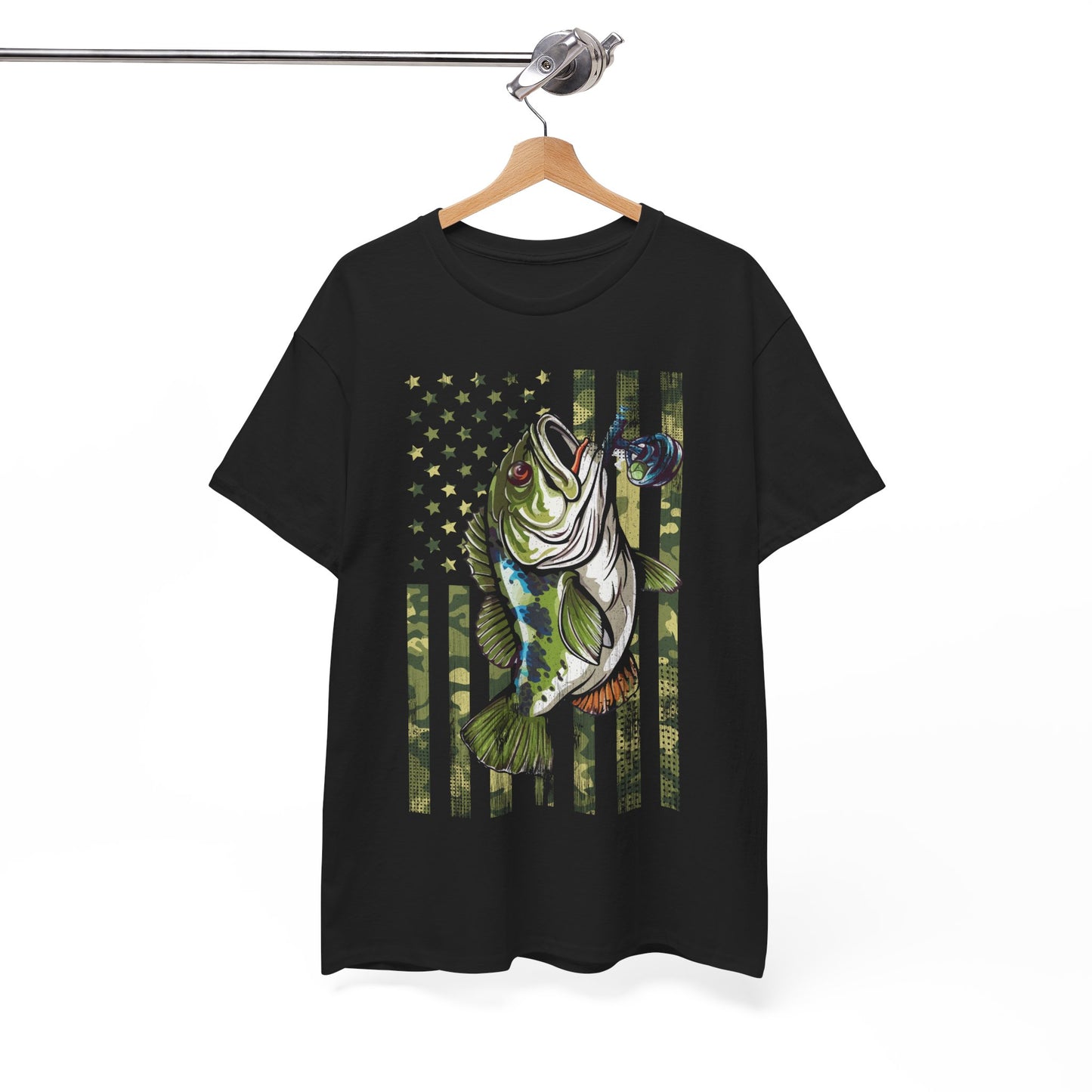 Fisherman Shirt, American Flag Camouflage Fishing, Fishing Season Lovers Camo T-Shirt