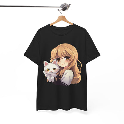 Anime Girl with Kawaii Cat Shirt, Otaku Japan Culture Loves Gifts Women Girls T-Shirt