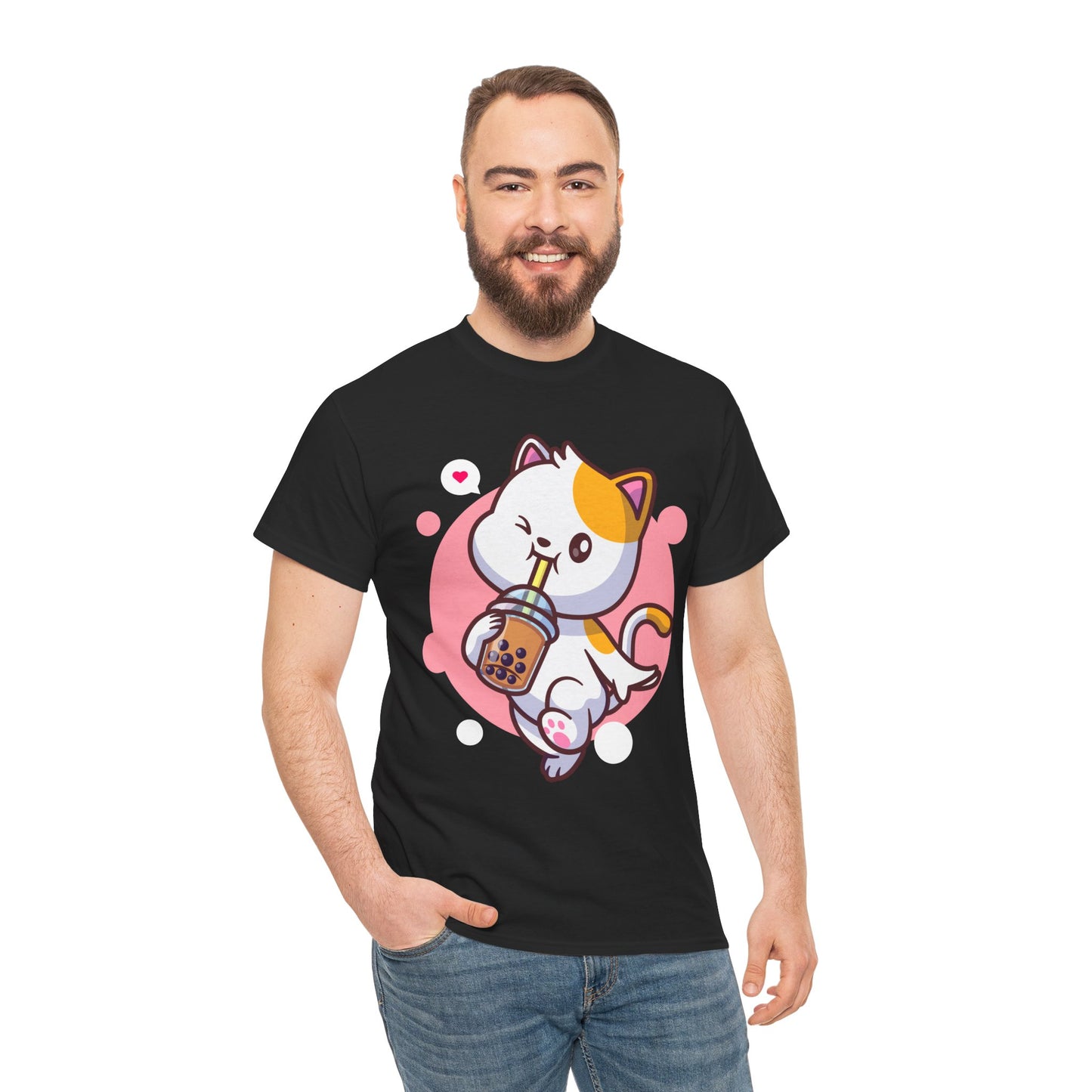 Anime Cat T-Shirt, Kawaii Cat Neko Boba Tea Cats Lovers Funny Women Men Shirt