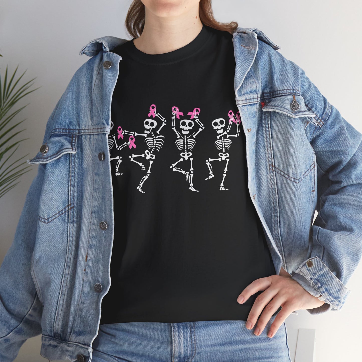 Breast Cancer Shirt, Breast Cancer Awareness, Dabbing Skeleton Pink Ribbon T-Shirt